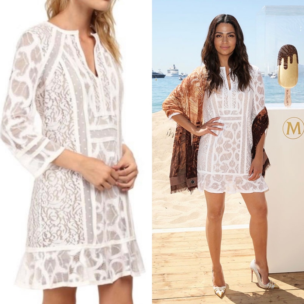 BCBGMaxAzria White Lace Mini Dress